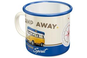 Emaille-Becher VW Bulli-Let\'s Camp Away